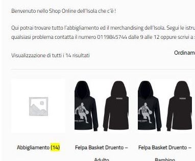 Ordini materiale sportivo nella sezione shop del sito